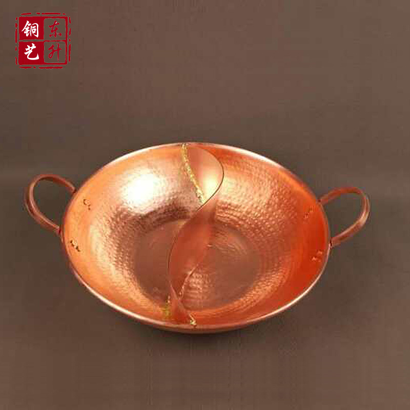 Pure red copper mandarin duck copper hot pot extra-thick double ear copper hot pot pure handmade large-capacity household hot pot gas hot pot