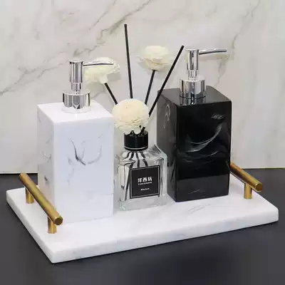 Resin American Nordic simple light luxury Marble pattern tray Cosmetics jewelry Bathroom storage tray Bathroom ornaments