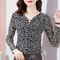 V-collar printing national standard modern ballroom dance girl Autumn new foreign Latin dance mesh mosaic jacket square dance suit