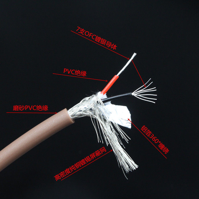 Audio Audio Audio Lotus RCA signal line OFC pure copper silver - plated two - core shielding signal line Audio Connection