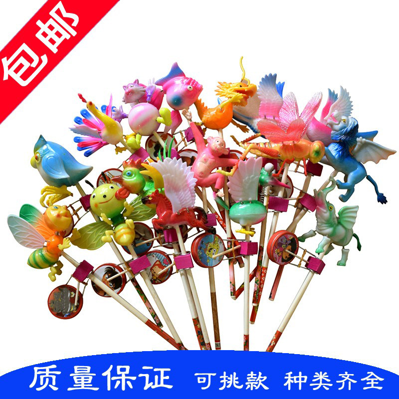 Special offer plastic spring animal wood shake drum hand drum tumble drum stall toy stall