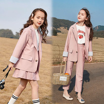 Children suits suit Spring clothing Fried Street New Girl Casual Western Suit Jacket Performance Dress Walking Show Dress Foreign Air Tide
