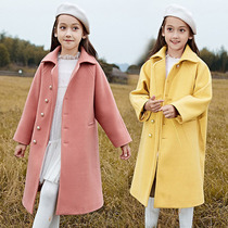 Girls woolen jacket with a long section in the jacket 2021 new thickened CUHK Autumn Winter Clip Cotton Blouse Foreign Air