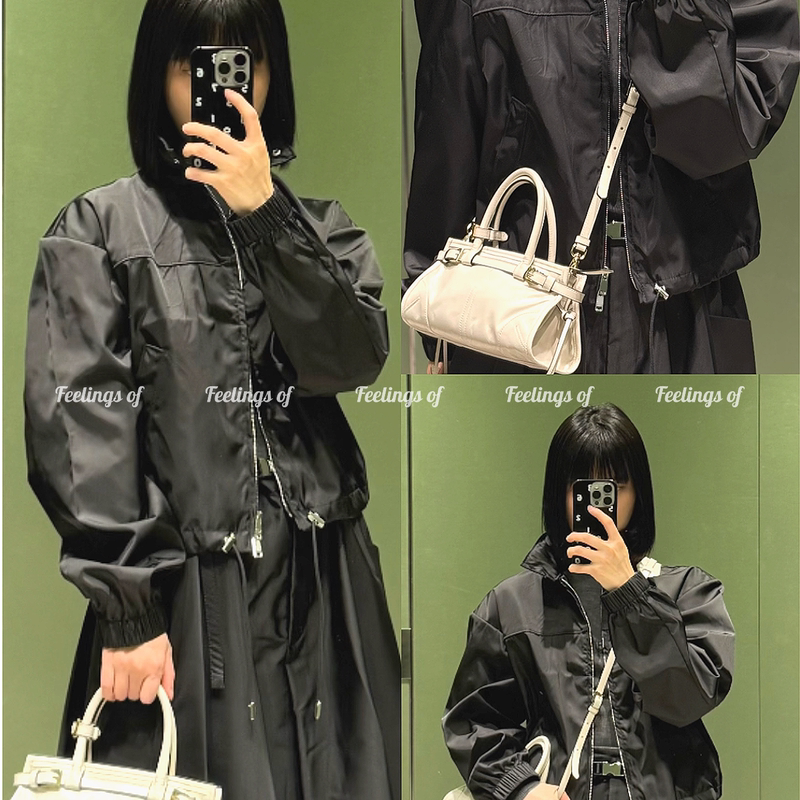 Feelings 26Ss New Women's Recycled Nylon Triangle Logo Zipper Casual Jacket Coat Windbreaker