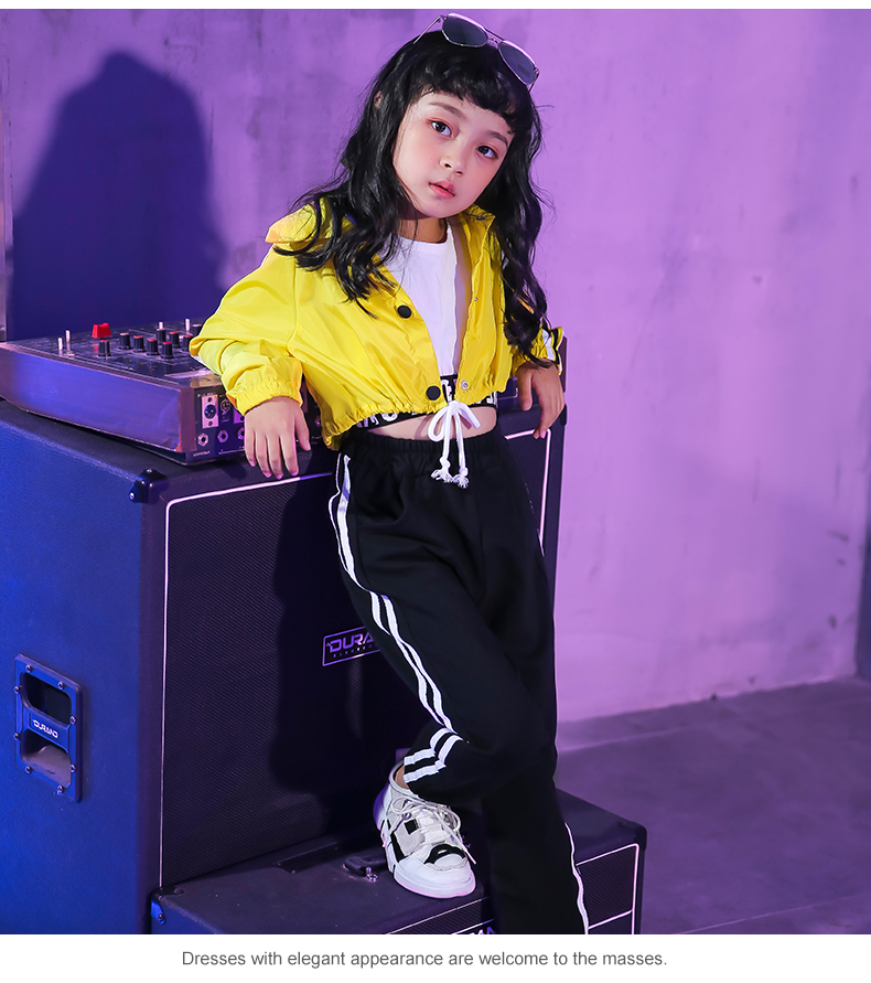 Girls 2018 mới biểu diễn điệu nhảy jazz quần áo rốn trẻ em Hàn Quốc phiên bản phù hợp với điệu nhảy hip hop đường phố thời trang bé trai