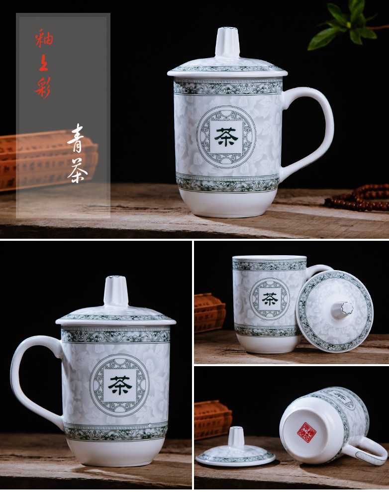 Jingdezhen ceramic cups with cover large glass male household cup tea cup and wholesale custom mugs