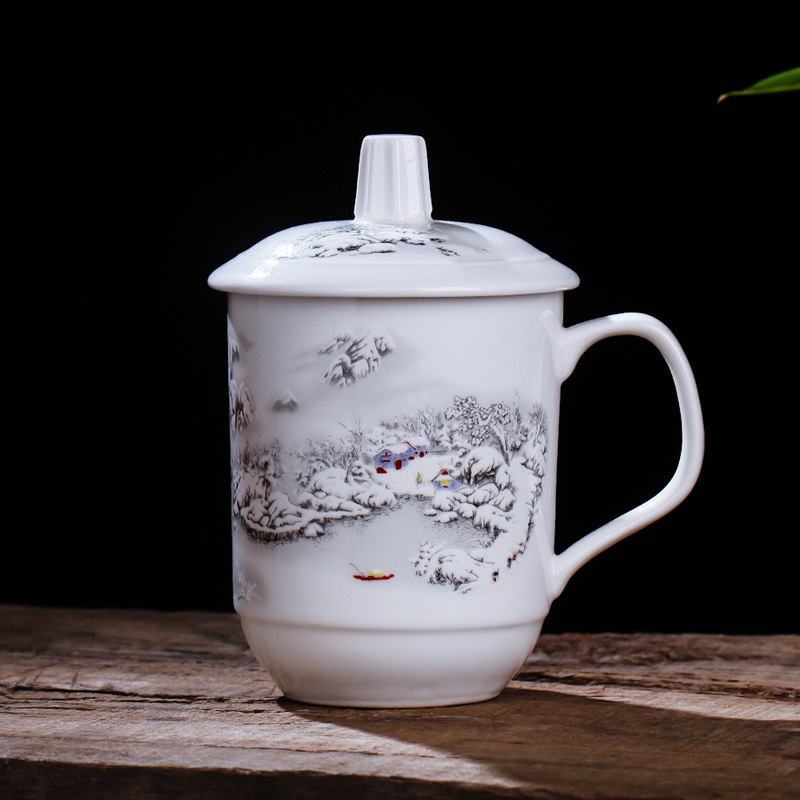 Jingdezhen ceramic cups with cover large glass male household cup tea cup and wholesale custom mugs