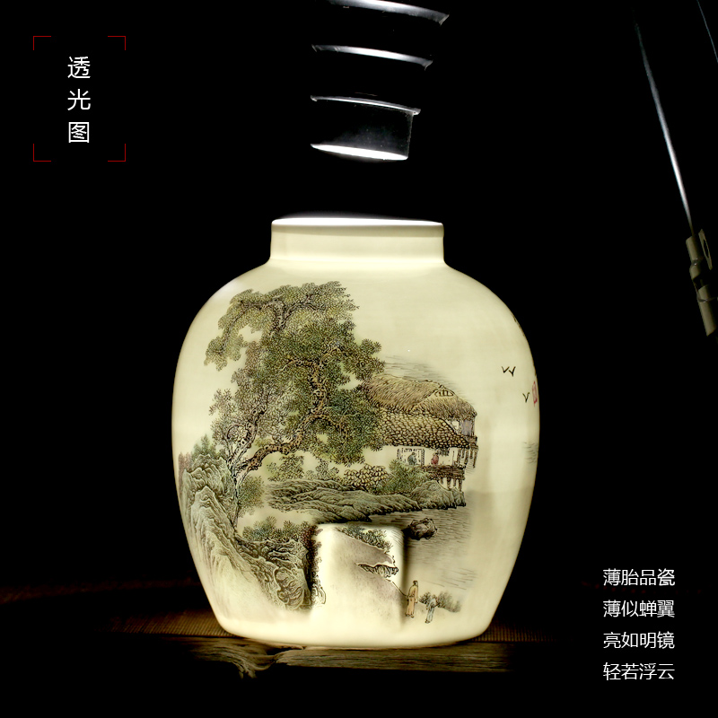 Jingdezhen high white porcelain jars 10 jins 20 jins 30 kg cylinder mercifully wine bottle with leading wine pot mercifully medicated wine jar