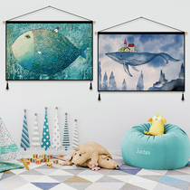 Nordic ins Animal hanging canvas art cotton and linen tapestry Bedroom bedside background wall cloth tapestry Meter box occlusion painting
