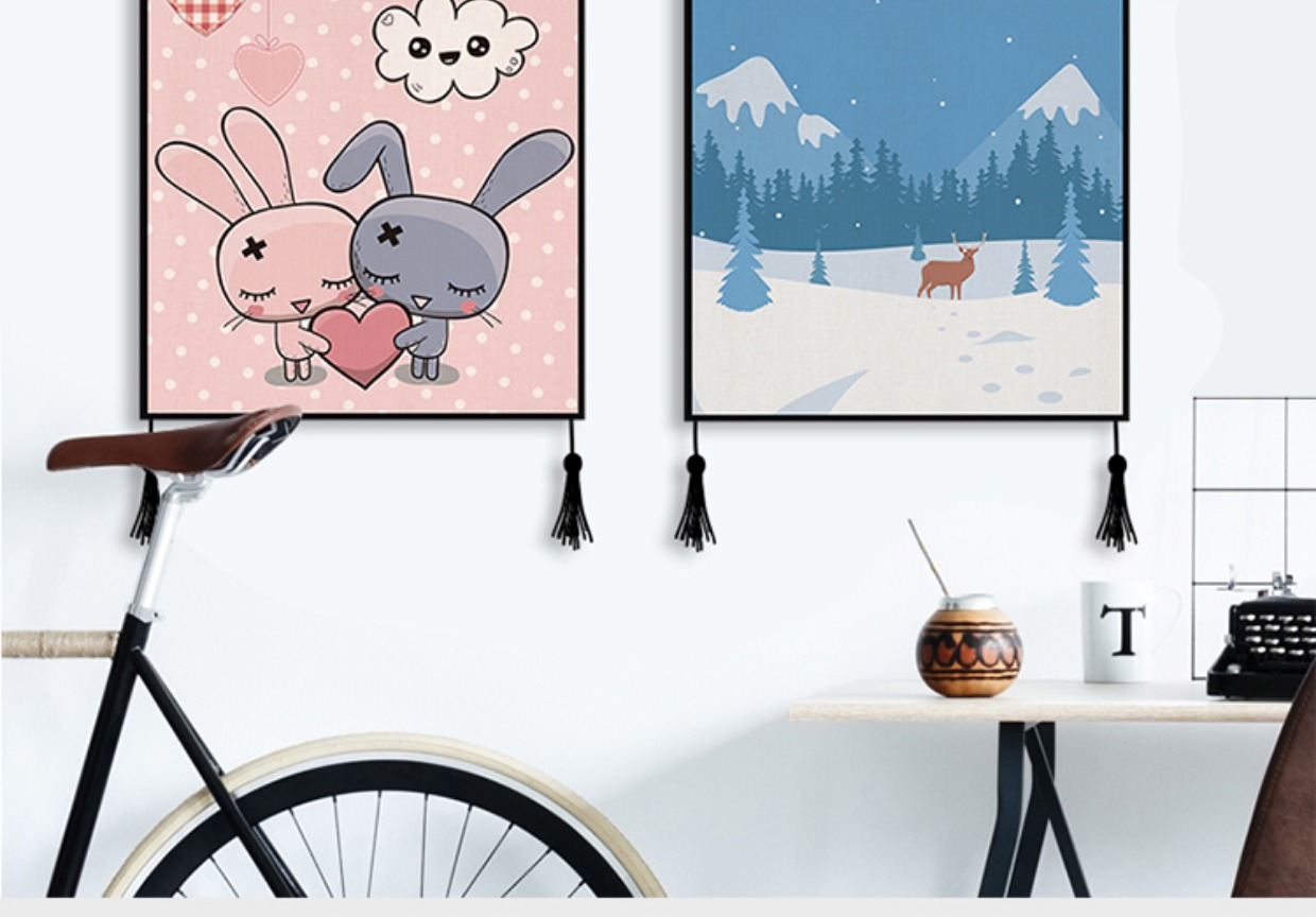 phòng ngủ sơn trang trí của Cartoon trẻ em treo thảm ins bối cảnh mét hộp vải bông vải mái hiên tấm tranh - Tapestry tham trang tri