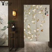New Chinese fabric door curtain partition curtain windshield non-perforated curtain bedroom home porch wind water curtain Velcro curtain
