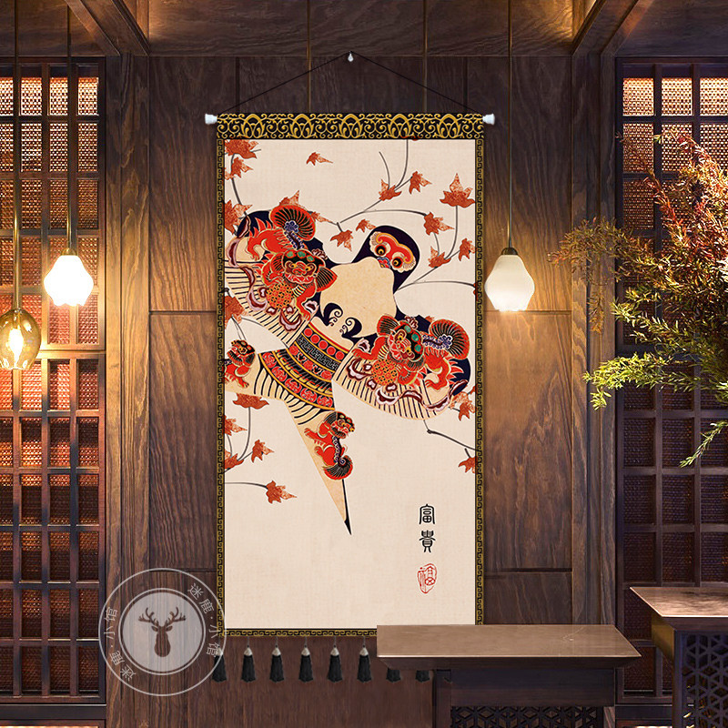 New Chinese style lotus tapestry Xuanguan Corridor cloth Art hanging Dining Hall Tea Building Hotel Decoration Painting Background Wall Hanging Cloth