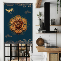 Bronze Lion Door Lock Lucky Chinese Curtain Fabric Chinese Style Kitchen Partition Curtain No Punch Bedroom Toilet Curtain