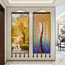 Jian Ou Cai Feng Shui Fabric Hanging Painting Porch Corridor Alley Decoration Painting Vertical Edition Fortune Tree Entry Living Room Tapestry
