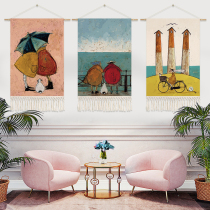 Sweet room decoration ins Wind tapestry wall cloth background wall hanging cloth net red homestay renovation hanging painting weaving ornaments