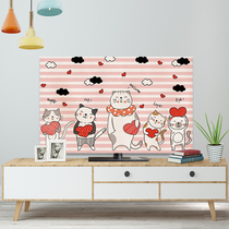 High-grade cotton and linen TV dust cover cover cartoon cover cloth new 65 inch household cover towel hanging desktop universal