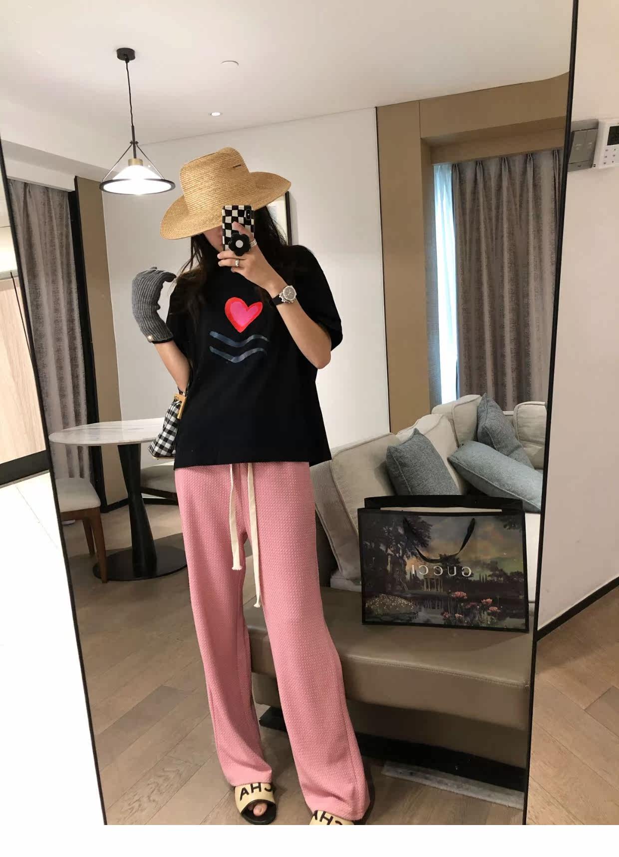 泡泡纱抽绳阔腿长裤2022春装新款直筒宽松高腰垂感显瘦长裤详情13