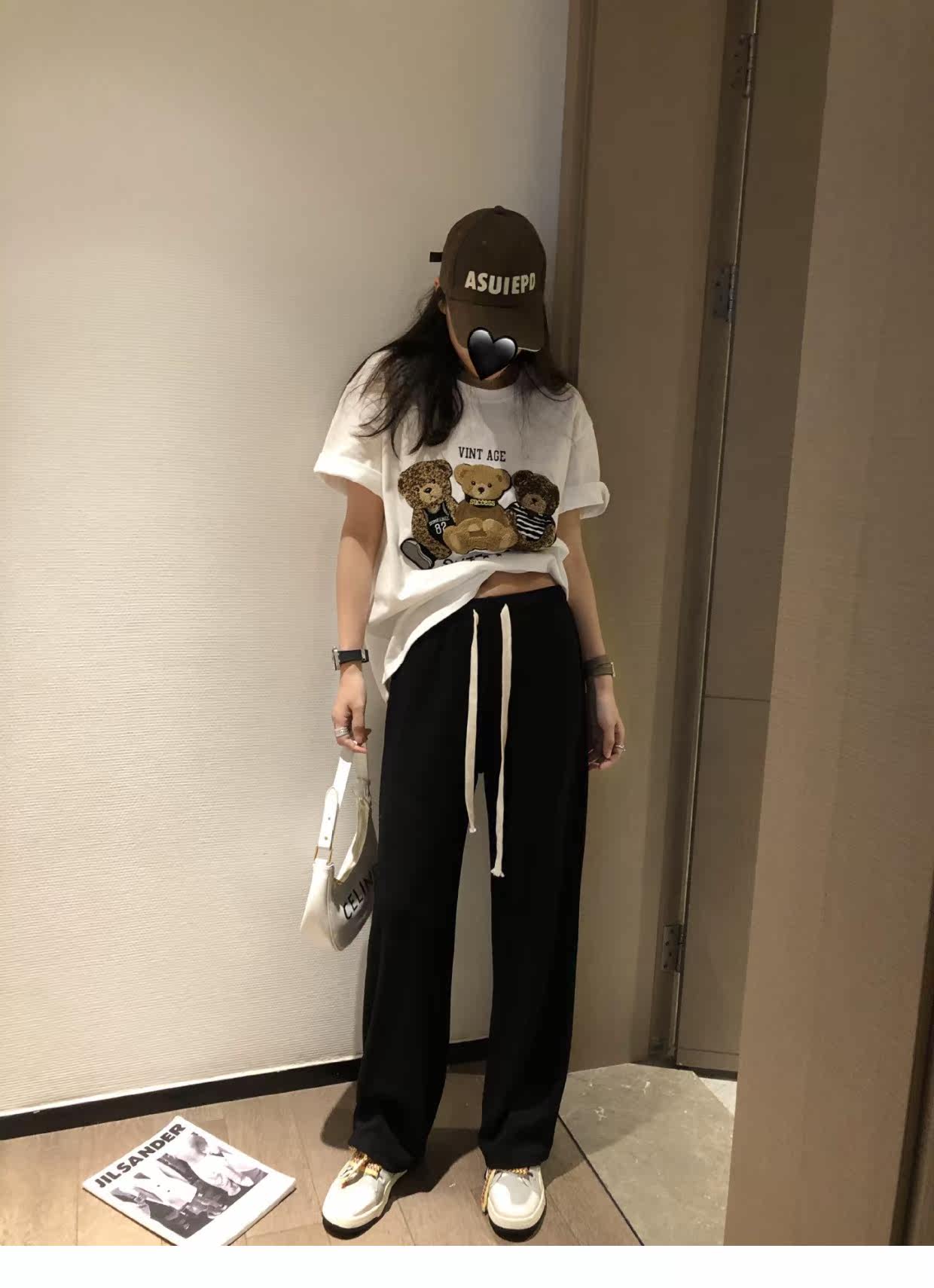 泡泡纱抽绳阔腿长裤2022春装新款直筒宽松高腰垂感显瘦长裤详情19