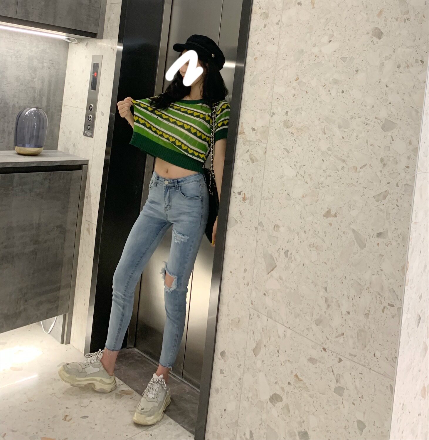 chic trendy slimming ripped jeans for women 2021 Spring and Autumn, Hyuna style 9-inch pants from Dongdaemun, South Korea pic 33