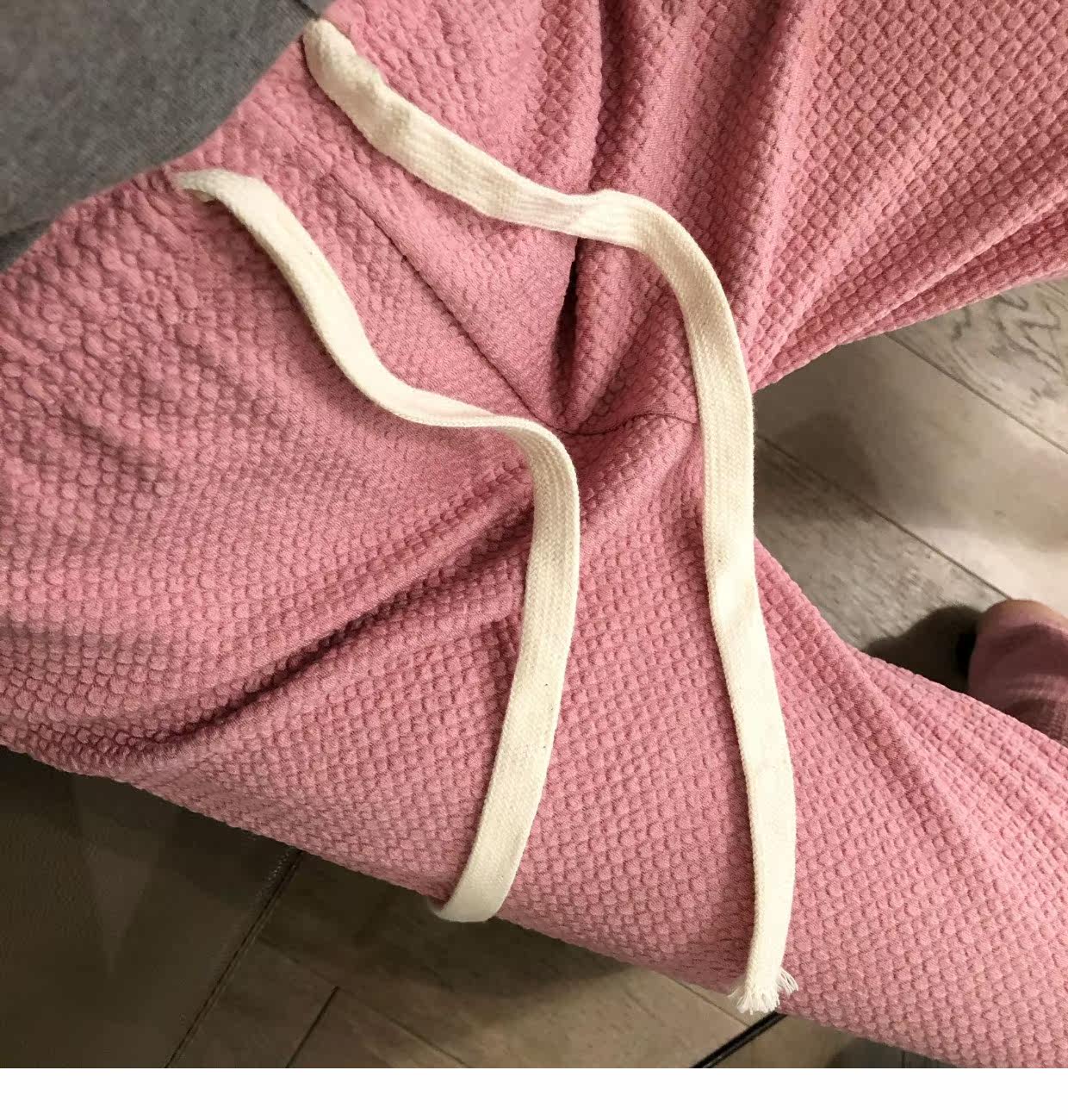 泡泡纱抽绳阔腿长裤2022春装新款直筒宽松高腰垂感显瘦长裤详情9