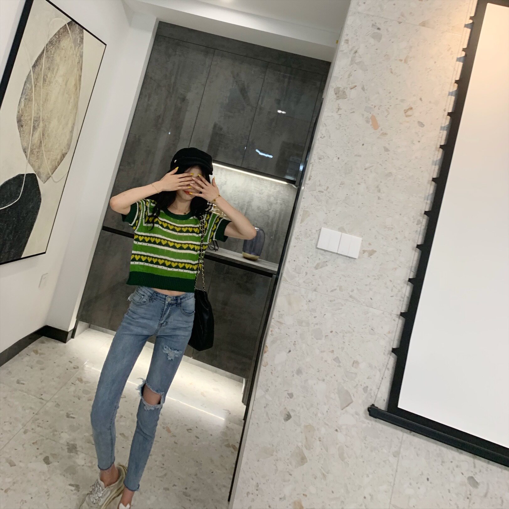 chic trendy slimming ripped jeans for women 2021 Spring and Autumn, Hyuna style 9-inch pants from Dongdaemun, South Korea pic 49