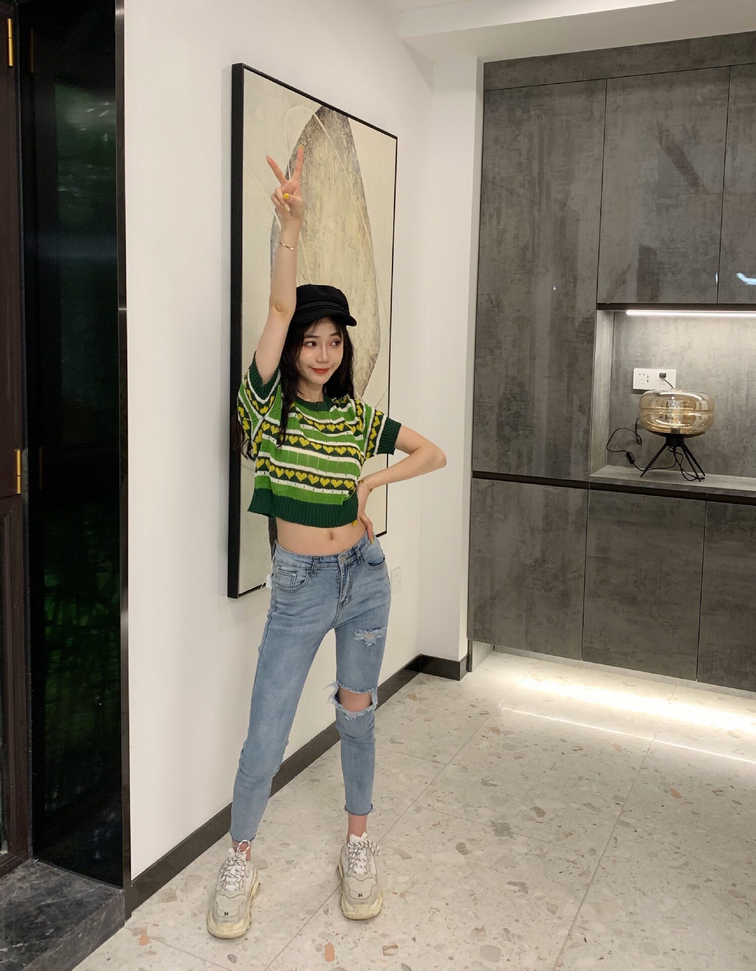 chic trendy slimming ripped jeans for women 2021 Spring and Autumn, Hyuna style 9-inch pants from Dongdaemun, South Korea pic 71