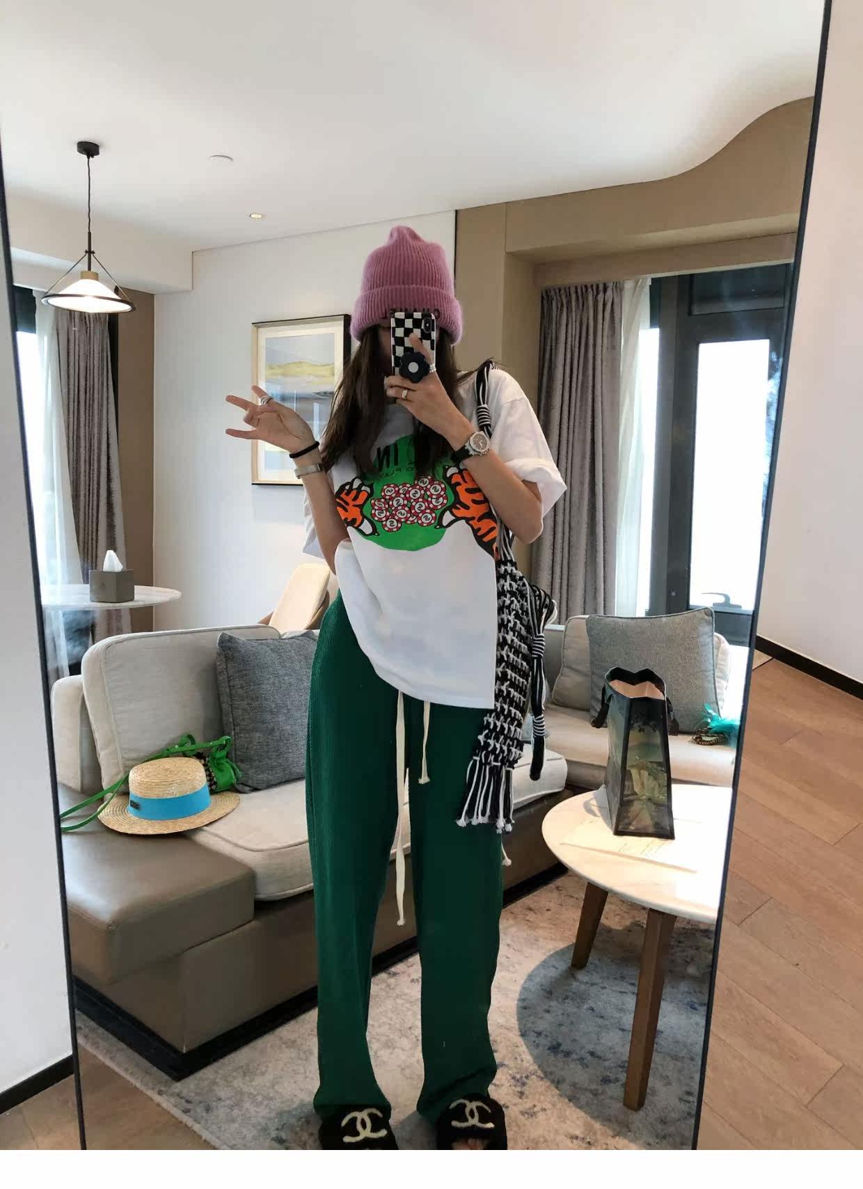 泡泡纱抽绳阔腿长裤2022春装新款直筒宽松高腰垂感显瘦长裤详情22