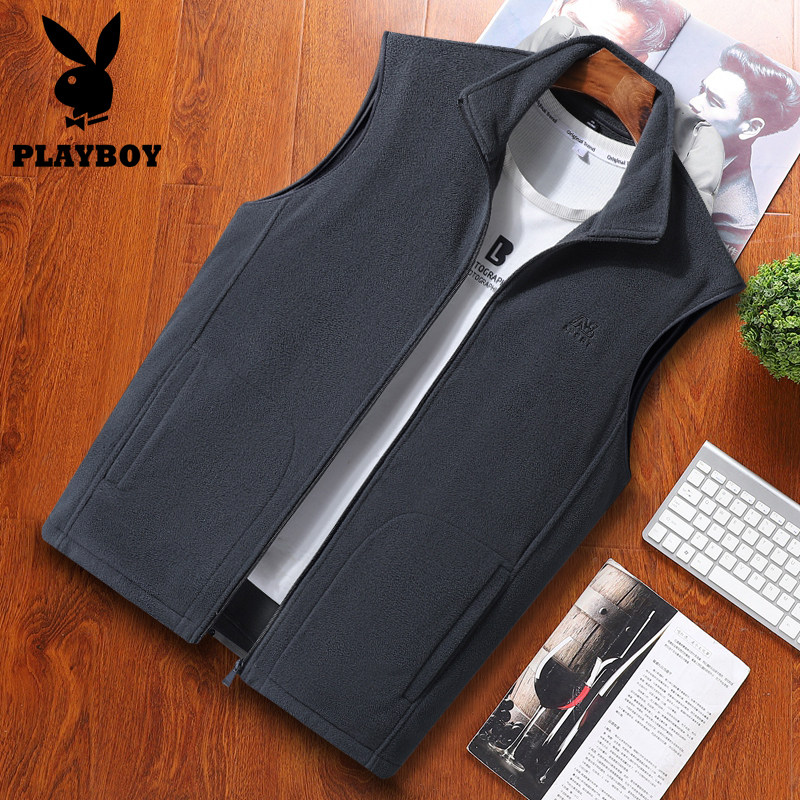 Vest men's autumn and winter fleece fleece sleeveless fleece vest outdoor plus velvet grasping vest waistcoat middle-aged and elderly coat