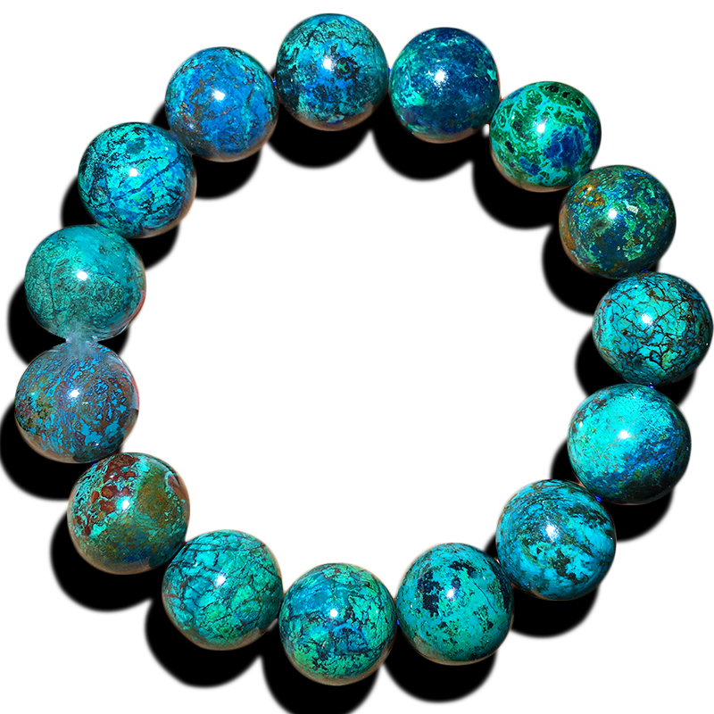 天然ブルー銅鉱石ブレスレット 8mm フェニックスターコイズ 1点物 1枚写真 13mm ブルー銅鉱石 エスニックスタイルブレスレット ジュエリー