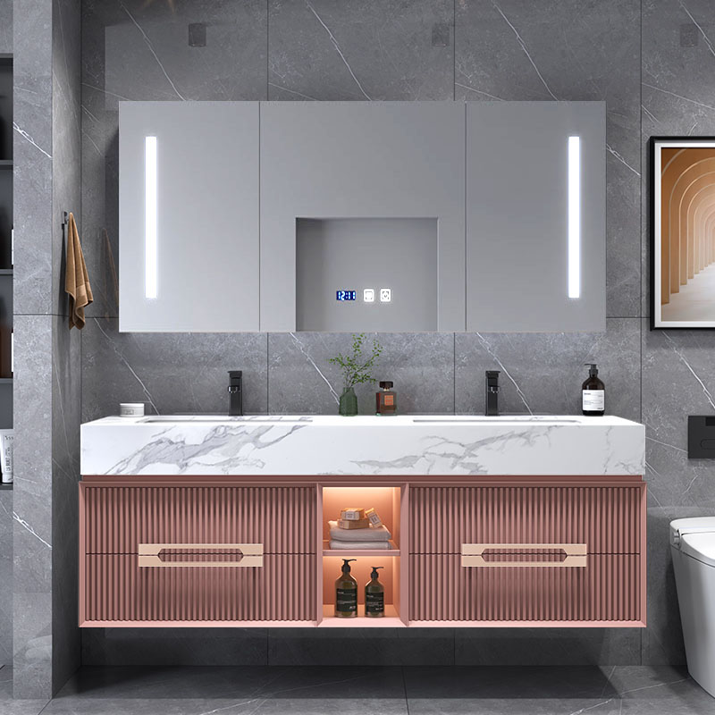 Modern light luxury simple slate one basin bathroom cabinet combination custom hand wash basin bathroom wash basin