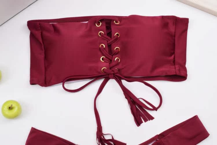 Châu Âu 2018 và áo tắm mới có dây rút ở eo thấp, quần lửng nữ chia tay thu hút mặc bikini đi biển gợi cảm 	áo tắm 2 mảnh yếm	