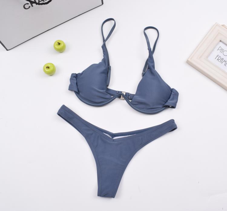 Bikini ngực nhỏ thu thập tam giác retro BIKINI thép vòng ngực lớn gợi cảm chia áo tắm bãi biển phụ nữ - Bikinis ao tam xuan thu