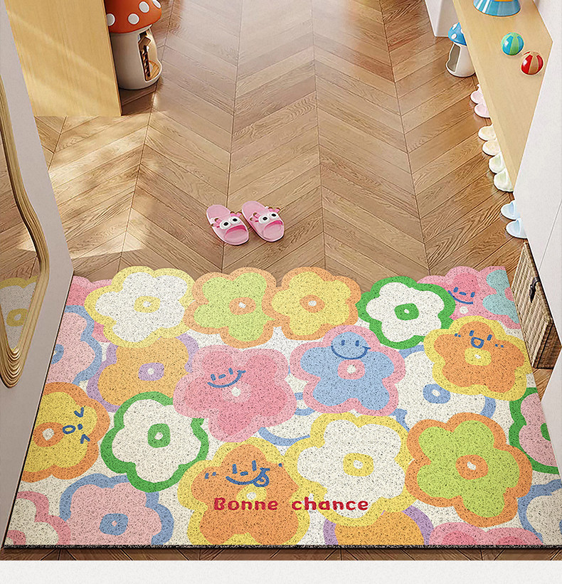 Dopamine Flower Entryway Doormat New Model Anti-Slip Dust-Removal Wear-Resistant Silk Loop Floor Mat Can Be Cut to Size