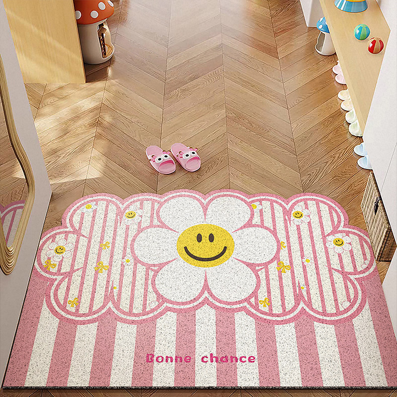 Dopamine Flower Entryway Doormat New Model Anti-Slip Dust-Removal Wear-Resistant Silk Loop Floor Mat Can Be Cut to Size