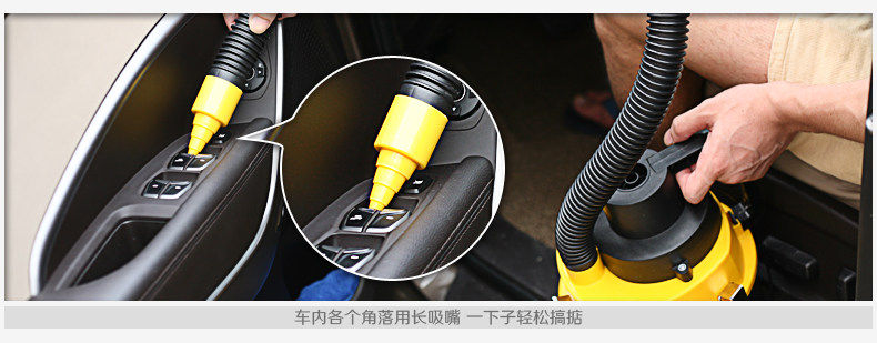 Multifunctional high-power car vacuum cleaner with round barrel, 12V, dual-use for dry and wet, portable mini vacuum cleaner for cars