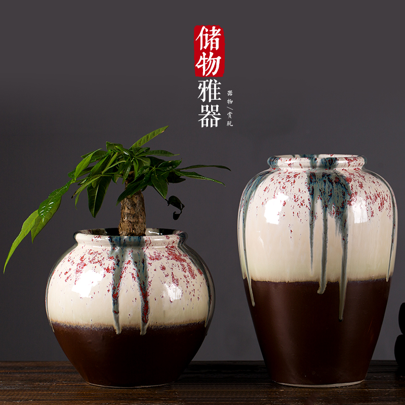The rain tong household flagship store of jingdezhen ceramic storage tank decoration jar high - temperature up color glazed POTS