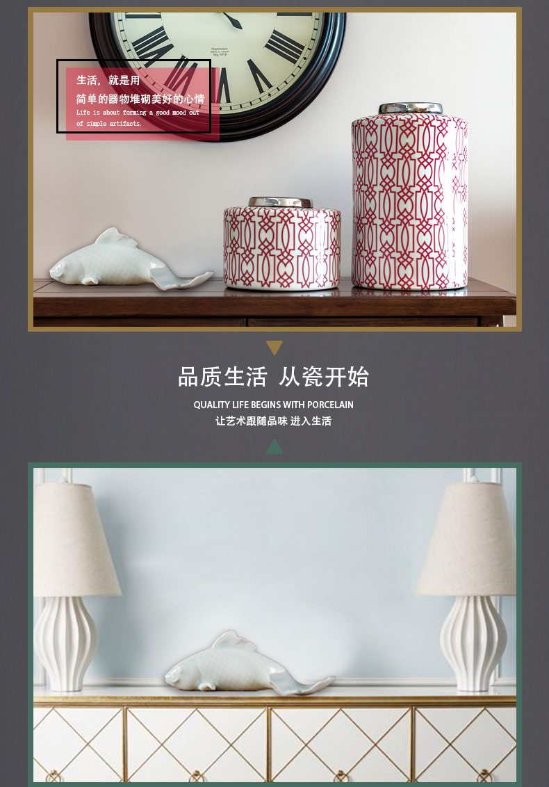 Jingdezhen ceramic fish modern decoration furnishing articles furnishing articles ceramic wall hanging three - dimensional fish home furnishing articles every year