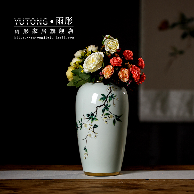 Chinese style household contracted ceramic vase furnishing articles sitting room porch flower arranging flower implement large creative ins floral arrangements
