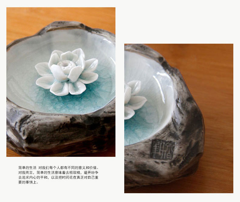 Joss stick incense inserted the present handicraft of jingdezhen ceramics zen lotus ice cracked piece of fragrant incense seat tray of furnishing articles