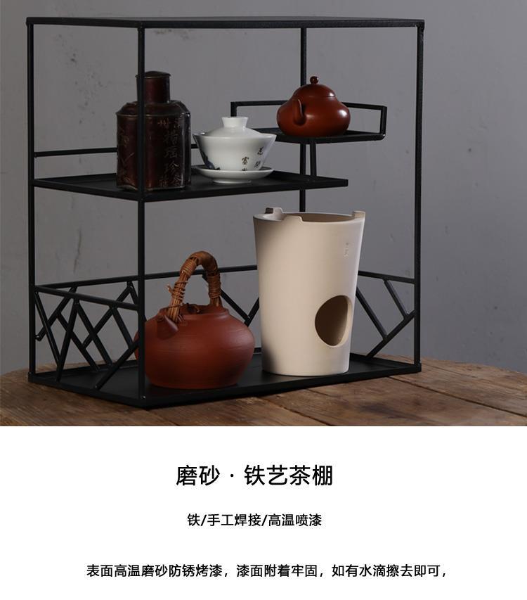 It rich ancient frame tea rack desktop, wrought iron stupa pavilion tea cups, receive the teapot tea set the display shelf