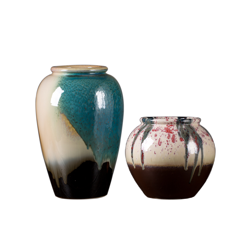 The rain tong household flagship store of jingdezhen ceramic storage tank decoration jar high - temperature up color glazed POTS