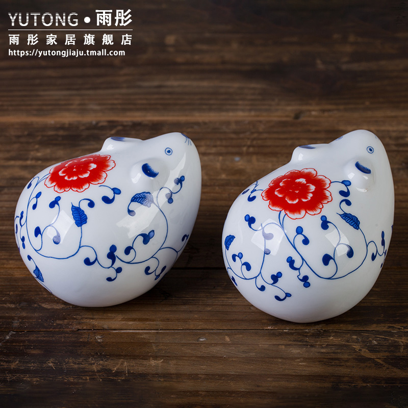 Jingdezhen blue and white porcelain enamel furnishing articles 12 zodiac rat ox tiger rabbit snake horses sheep monkey chicken dogs "crafts