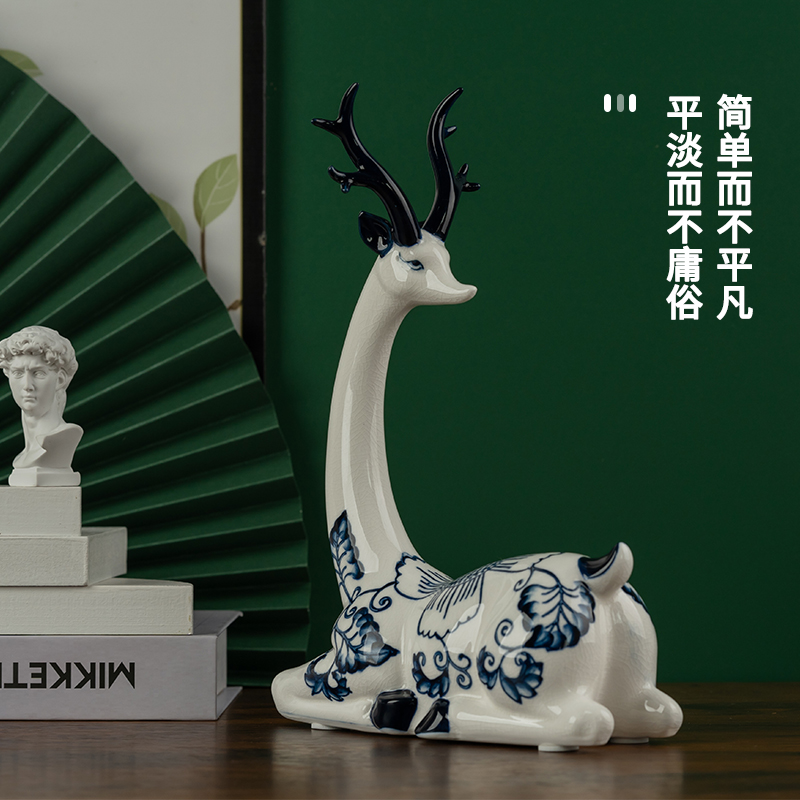 Ceramic sika deer furnishing articles creative gift sitting room TV ark, wine home decoration crafts home furnishing articles
