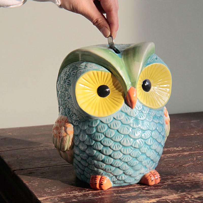 The rain tong home | jingdezhen ceramics colorful owl piggy bank tong qu furnishing articles express it in owl '