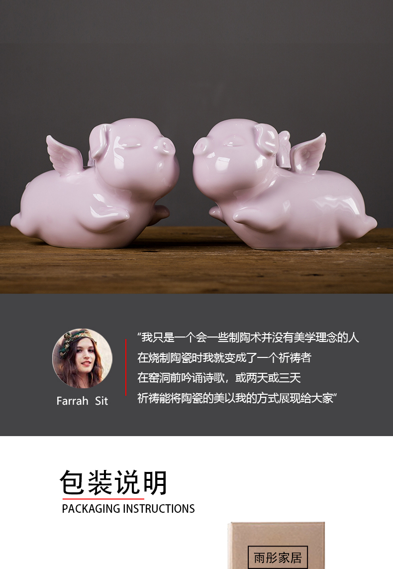 Jingdezhen ceramic angel pig furnishing articles piggy bank receiver manual lovers wedding holiday gifts creative gift