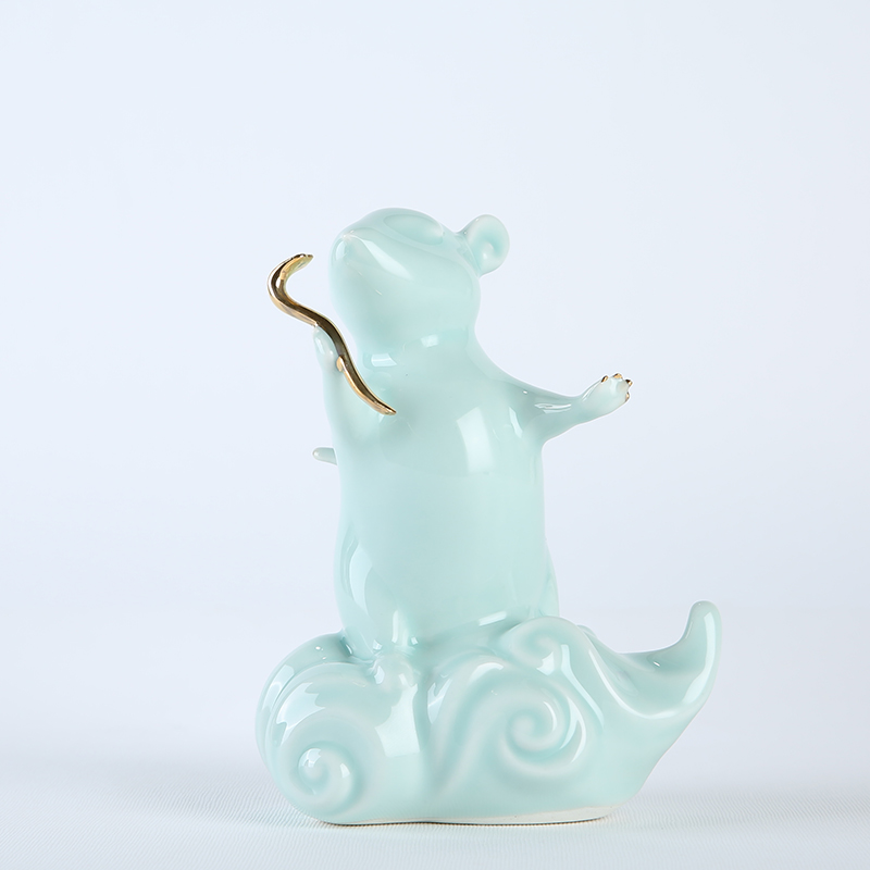 Chinese zodiac mice ceramic furnishing articles furnishing articles xiangyun mice mascot plutus household geomantic