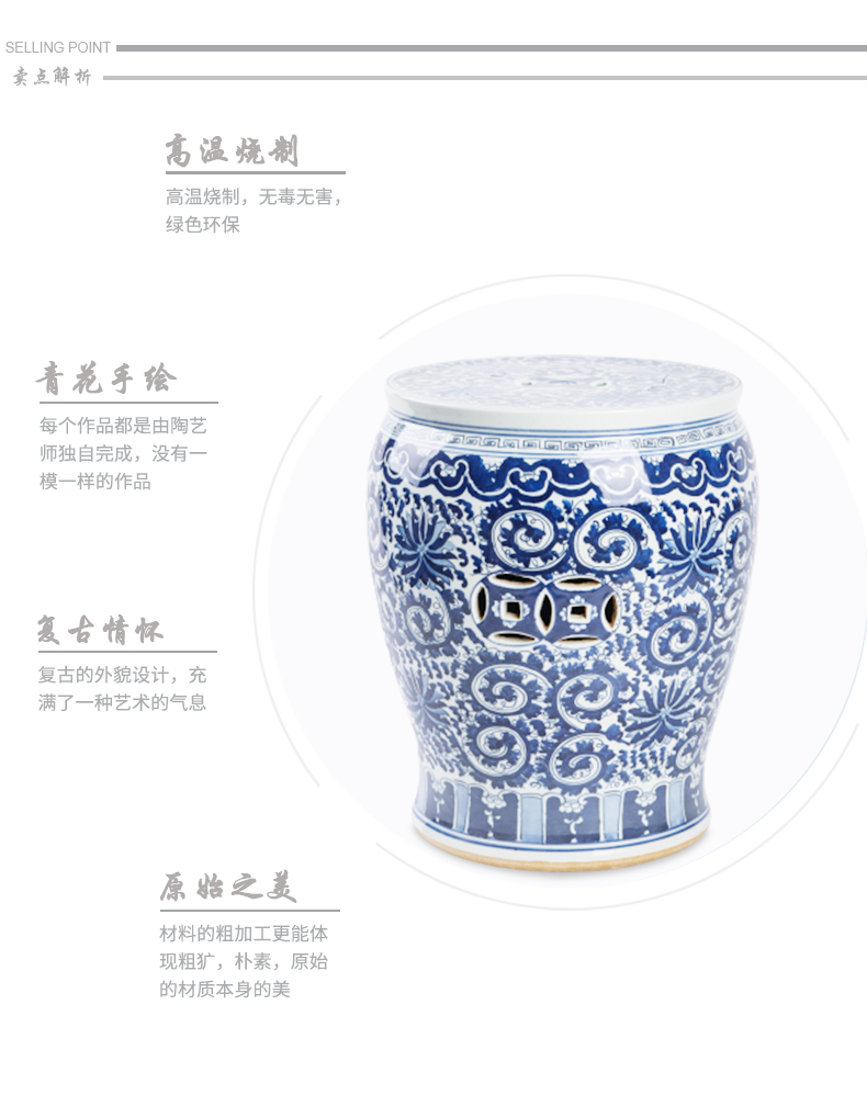 Blue and white porcelain who ceramic who is block between the new Chinese style drum who floor example soft outfit decoration furnishing articles