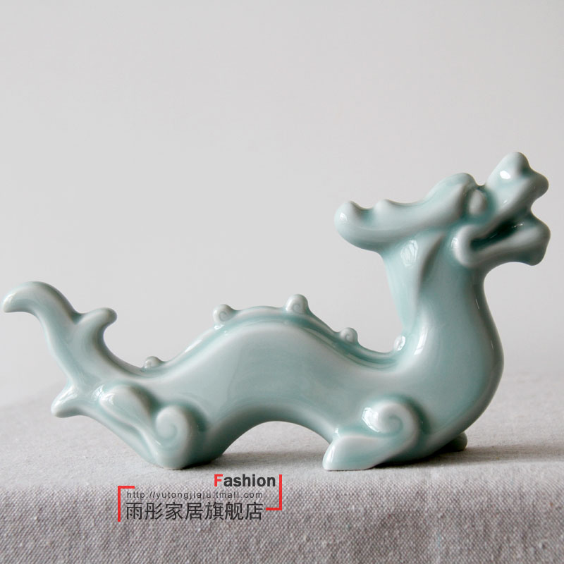 Ceramic shadow cyan dragon furnishing articles study the desktop bijia paperweight pressure by hand made the sitting room porch decoration
