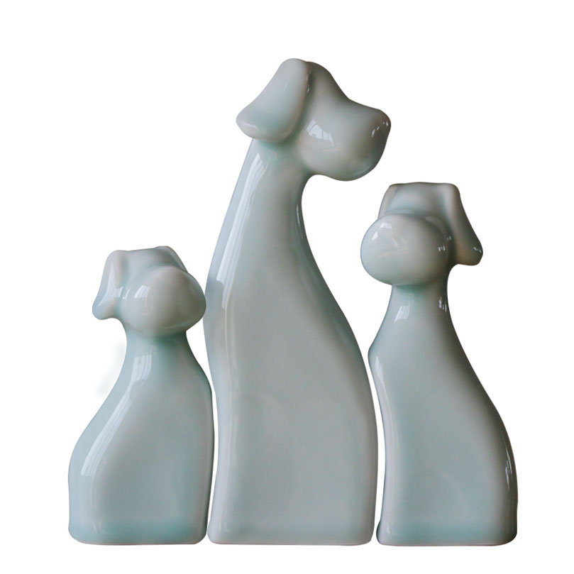Jingdezhen ceramic dog blue and white living room home furnishing articles desktop small creative interior decoration