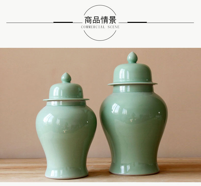 The rain tong home | jingdezhen ceramics craft porcelain single general glaze fresh green ceramic pot furnishing articles to receive